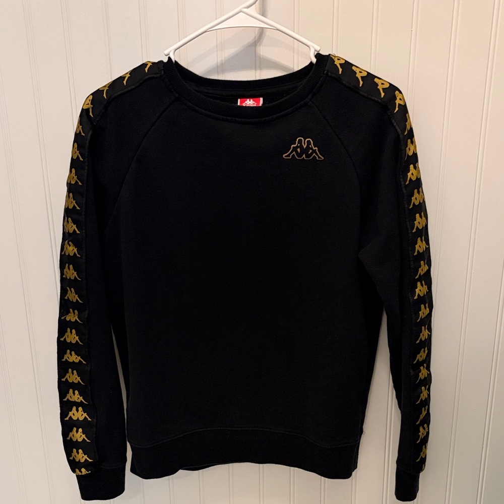 Kappa Black Sweatshirt with Gold Logo Tape
